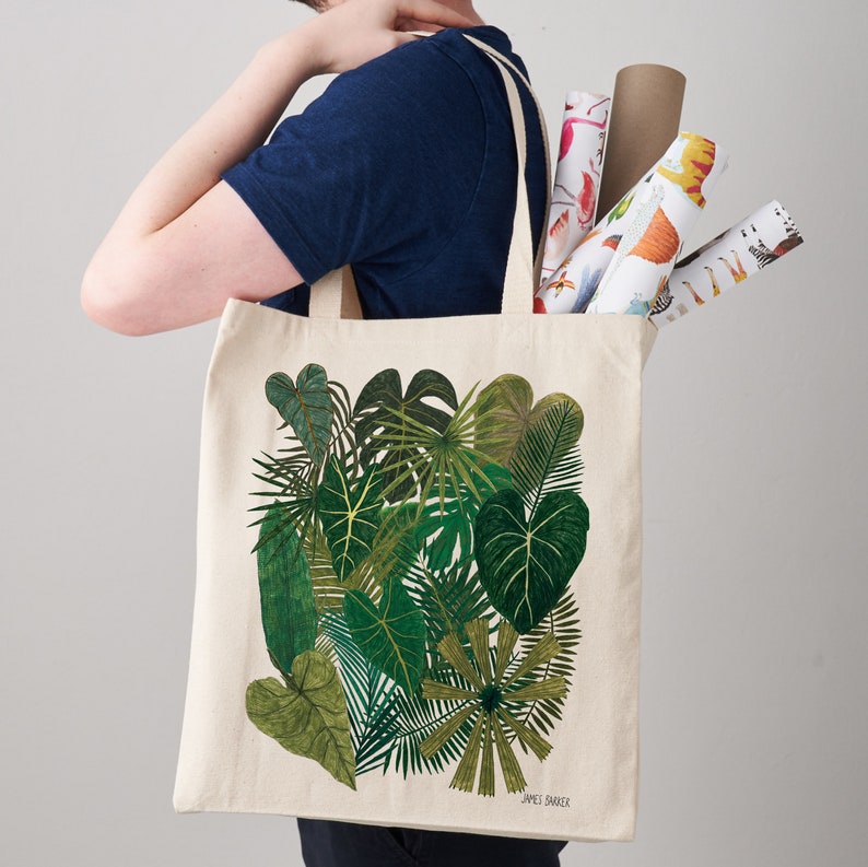 Botanical Plants Canvas Tote Bag, Plant bag, botanical print, shopper, shoulder bag, fair trade, botanical bag, gift for her, shopper bag image 2