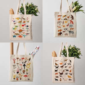 Mushrooms Tote Bag, everyday canvas bag, toadstool, fungi, fungus print, shoulder bag, fair trade, nature lover bag, gift for her, shopper image 4