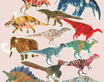 Dinosaurs and Prehistoric Stickers, Vinyl Die Cut Sticker, Birthday sticker, Matte Vinyl, Waterproof, Sticker or stickers set