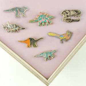 Dinosaur Enamel Pin Set, Dinosaur pin badges, Dinosaur Badge, Hat Pin, Enamel Badge, Dinosaur Gift, Lapel Pin, Dinosaur Brooch, Dino pin