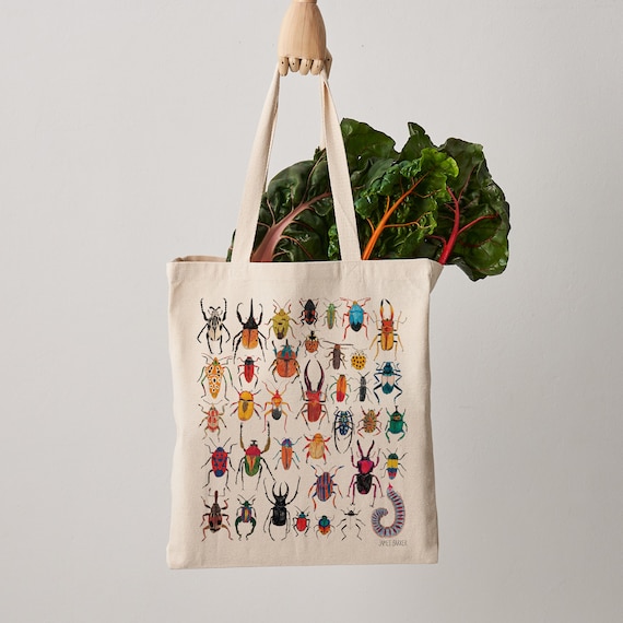 Exotic Bugs Canvas Tote Bag, Canvas Bag, Insects, Shoulder Bag