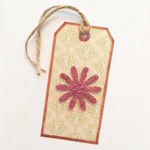 Shabby Chic Glitter Flower Tag