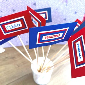 CUSTOM ORDER:  Eagle Scout Laws on 12” wooden dowels. Set of 12. Centerpieces.
