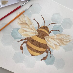 Bee Gouache Illustration Print