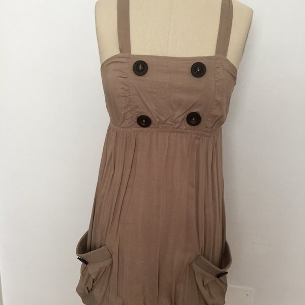 Pinafore Dress Summer Dress Dungarees Dress Cotton Dress Beige Short Dress Retro Sun dress Women Jumper Dress Vintage Pinafore Ready to ship