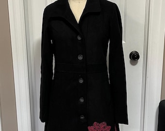 Vintage 1950s/60s Coat, Hockanum Fabric, Classic Black Full Length