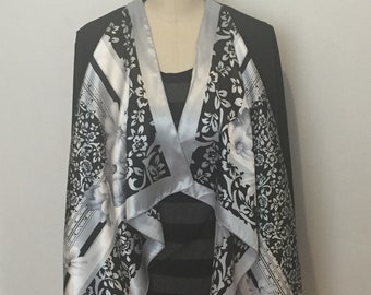 Boho Kimono Cardigan Black Cardigan Knit Jacket Women Print Jacket Sweater Festival Scarf Top Scarf Print top Unique Handmade Ready to Ship