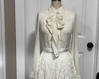 Upcycled Lace Wedding Dress, Bohemian Long Sleeve Full Skirt, Shabby Chic One of a kind
