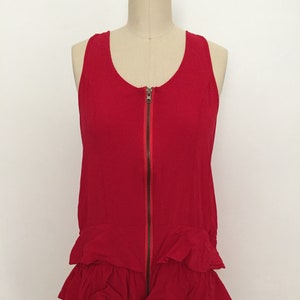 Pinafore Dress Summer Dress Dungarees Dress Cotton Dress Red Short Dress Tiered Sun dress Women Jumper Dress Vintage Pinafore Ready to ship