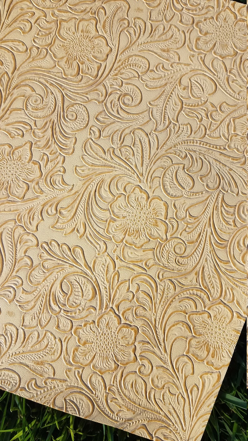 8x11 Buttercream Embossed Tooled Textured Faux Leather Sheet for Bows and Jewelry