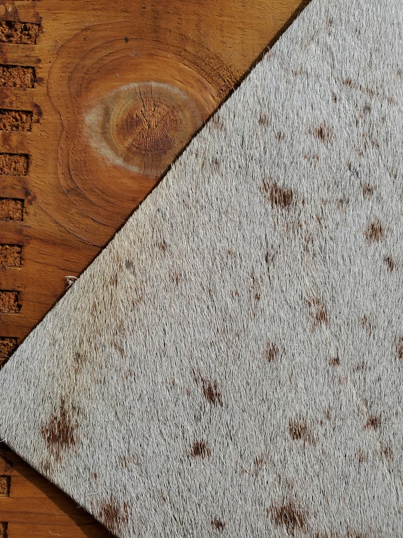 8.5x11 Brown and White Hair On Hide Cowhide Leather Sheet for Bows Jewelry and Crafts #17