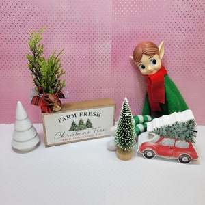 5 Piece Wood Decor Christmas Set Dollhouse /Elf Props