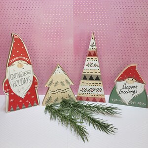 Set of 4 Gnome Holiday Dollhouse / Elf Props