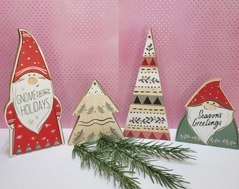 Set of 4 Gnome Holiday Dollhouse / Elf Props