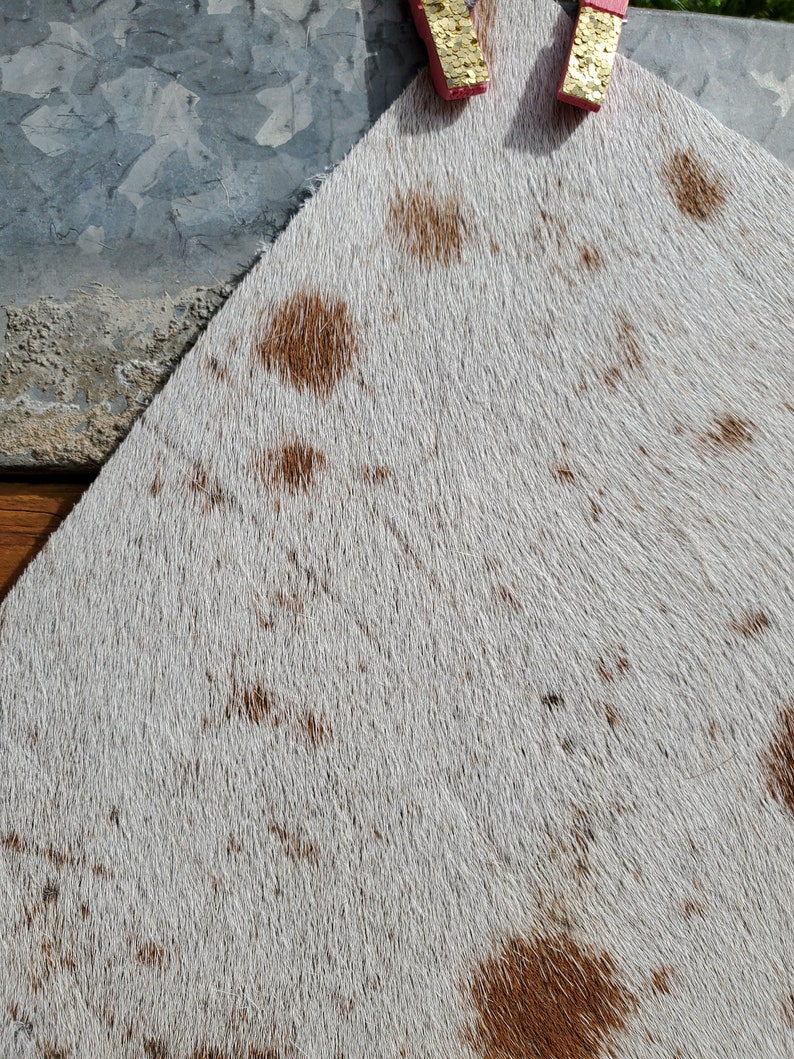 8.5x11 Brown and White Hair On Hide Cowhide Leather Sheet for Bows Jewelry and Crafts #17