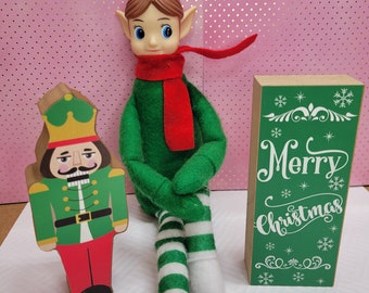 2 Piece Wood Decor Christmas Set Dollhouse /Elf Props