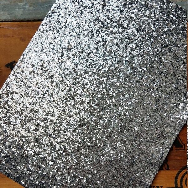 8x11 Solid Silver Glitter Faux Leather Sheet for Bows and Jewelry