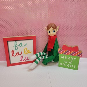 2 Piece Wood Decor Christmas Set Dollhouse /Elf Props