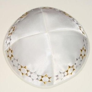 Satin Kippah with Star design around
