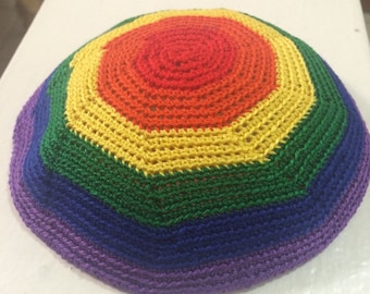 Handmade Rainbow Pride Crochet Kippah