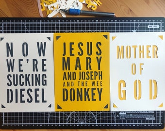 3x Paper Cuts TV Quote Wall Art Line Of Duty A5 Sucking Diesel Mother of God Wee Donkey