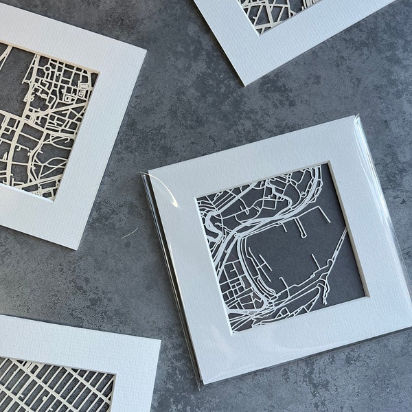 Custom Hand Cut Mini Papercut Maps | Unique Gift Original Art Comission | Luxury First Paper Anniversary Gift For Him Her | 1st Anniversary