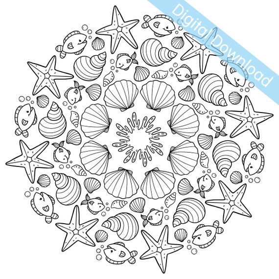 Digital Download Printable Colouring Page Starfish