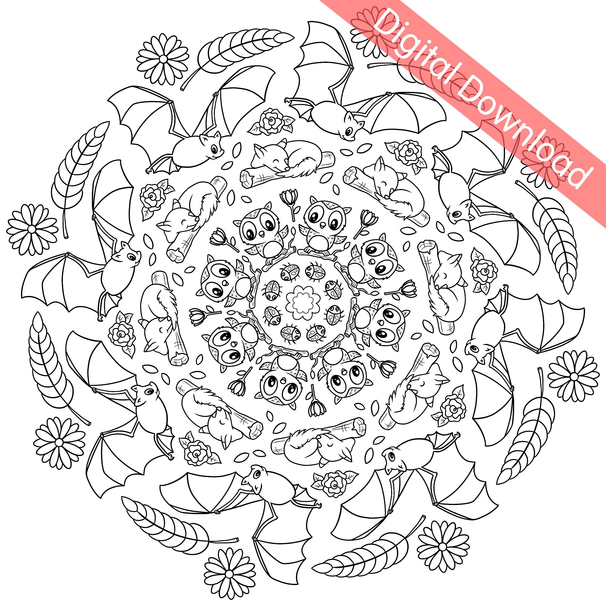 Digital Download, Printable Colouring Page, Foxes, Colouring Page, Countryside Colouring Page, Slink