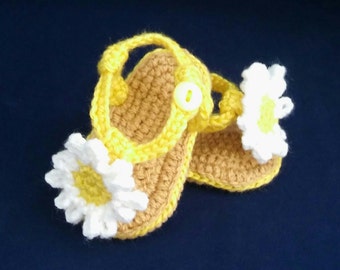 Daisy Summer Baby Handmade Crocheted Sandals/Baby Shoes/Baby Shower Gift/ Baby Sandals/ Baby Daisy Sandals/Summer Baby Shoes