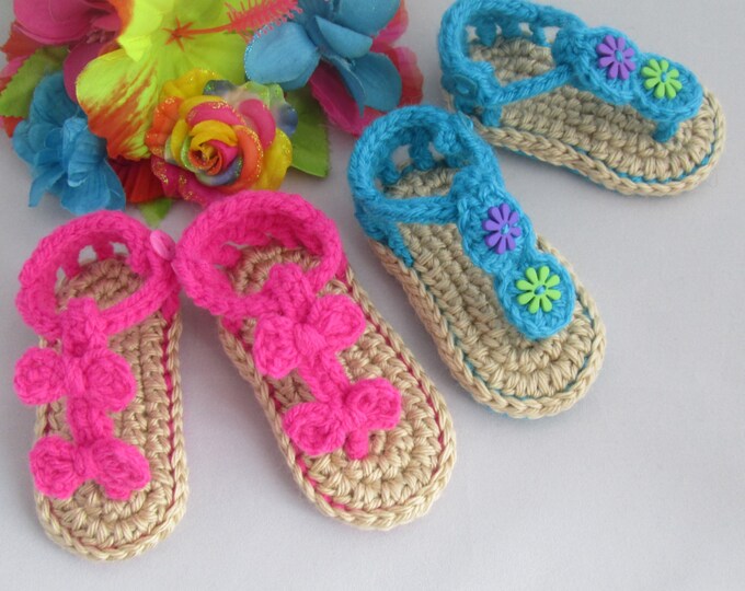 Featured listing image: Beach Baby Girl's Handmade Crocheted  Summertime Sandals/ Baby Sandals/ Crocheted Baby Sandals/ Baby Beach Sandals/ Baby Summer Shoes