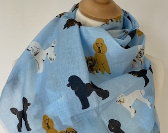 Poodle scarf - women's poodle dog scarf - poodle shawl wrap - poodle gift - womens spring summer scarf  in 100% cotton