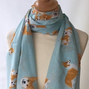 Corgi scarf - women's corgi dog scarf - corgi shawl wrap - dog scarf - corgi gift - womens spring summer scarf  in 100% cotton