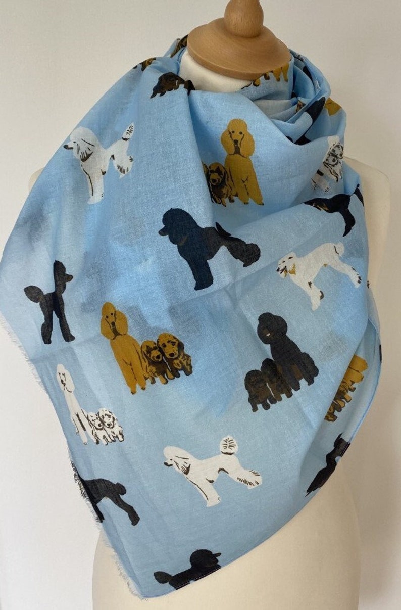 Poodle scarf women's poodle dog scarf poodle shawl wrap poodle gift womens spring summer scarf in 100% cotton image 1