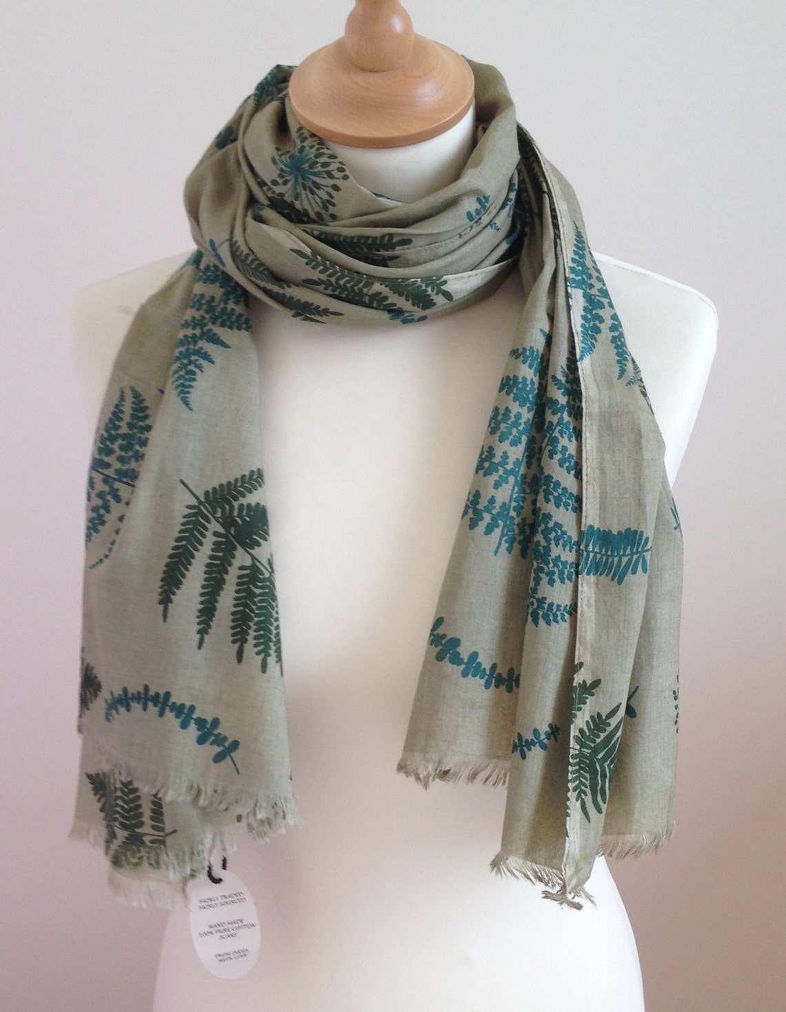 Green Fern Scarf Fern Print Green Fern Wrap Fern Shawl - Etsy