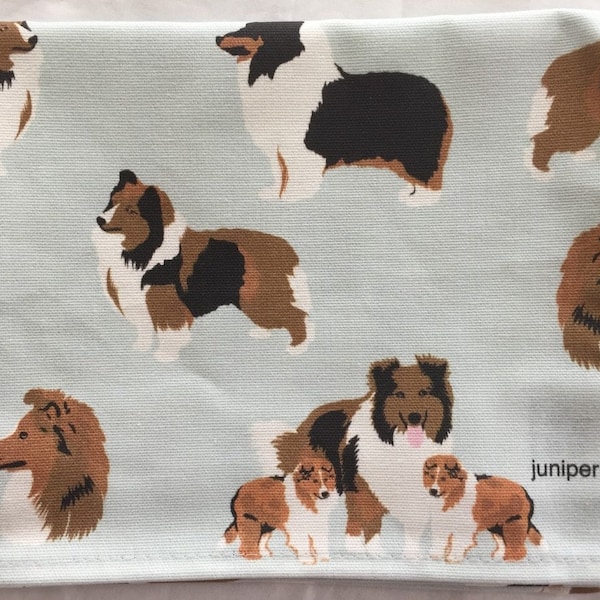 Shetland Sheepdog tea towel - shetland  sheepdog kitchen towel - sheltie gift - shetland sheepdog on blue tea kitchen towel - in 100% cotton