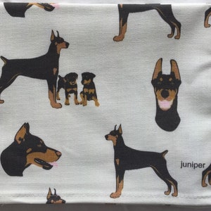 Doberman Pinscher tea towel - doberman pinscher dog kitchen towel - doberman pinscher gift - blue tea kitchen towel - in 100% cotton