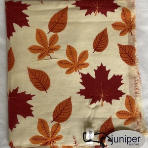 Autumn leaf scarf golden autumn leaves red orange yellow leaf wrap leaf shawl women's autumn scarf in 100% cotton image 6