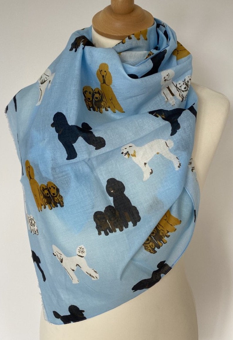 Poodle scarf women's poodle dog scarf poodle shawl wrap poodle gift womens spring summer scarf in 100% cotton image 9