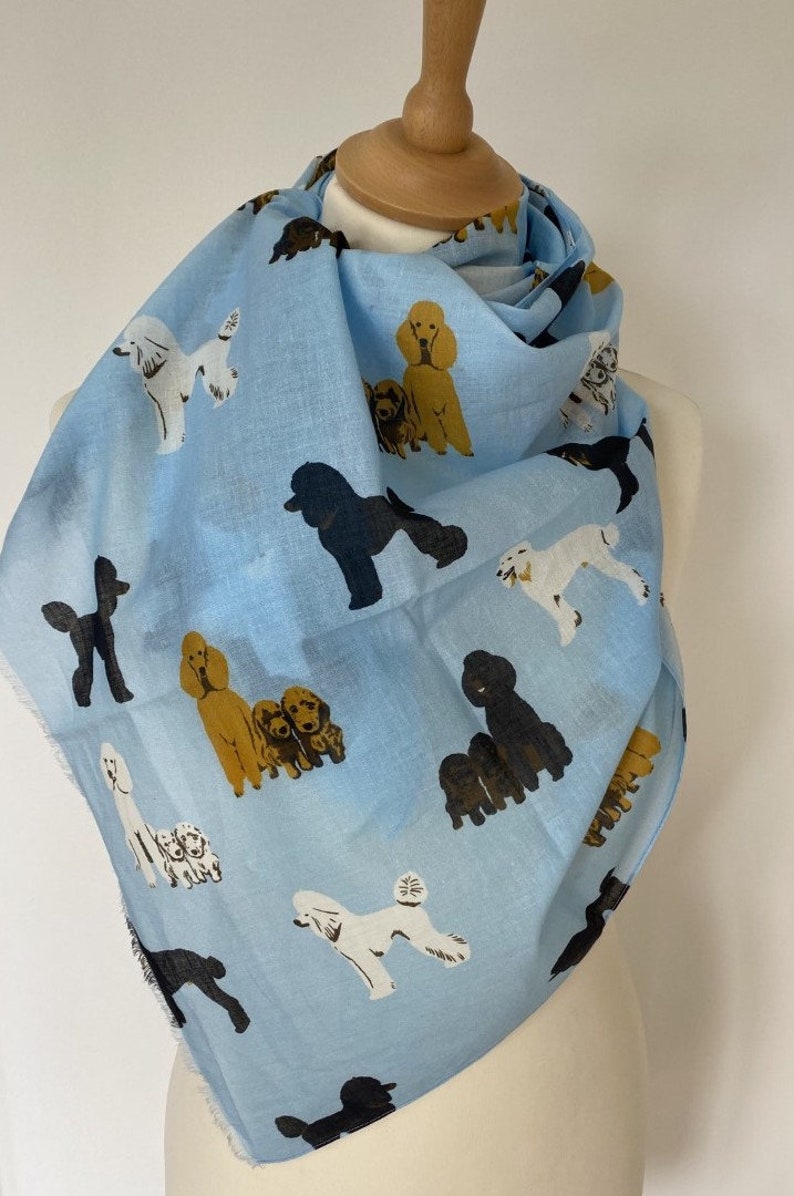 Poodle scarf women's poodle dog scarf poodle shawl wrap poodle gift womens spring summer scarf in 100% cotton image 6