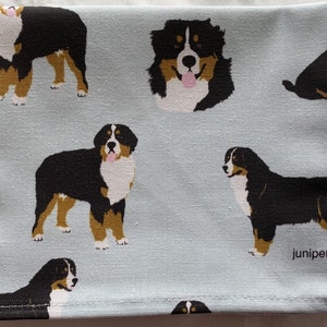 Bernese Mountain Dog Tea Towel: 100% Cotton Pale Blue Kitchen Towel