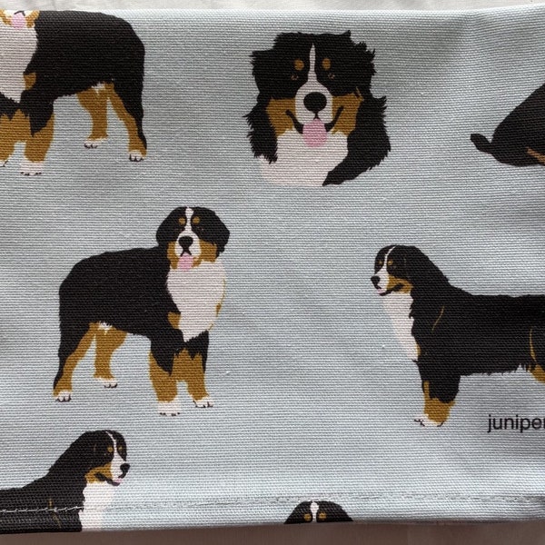 Bernese Mountain dog tea towel - Bernese Mountain dog kitchen towel - Bernese Mountain dog gift - pale blue towel - in 100% cotton