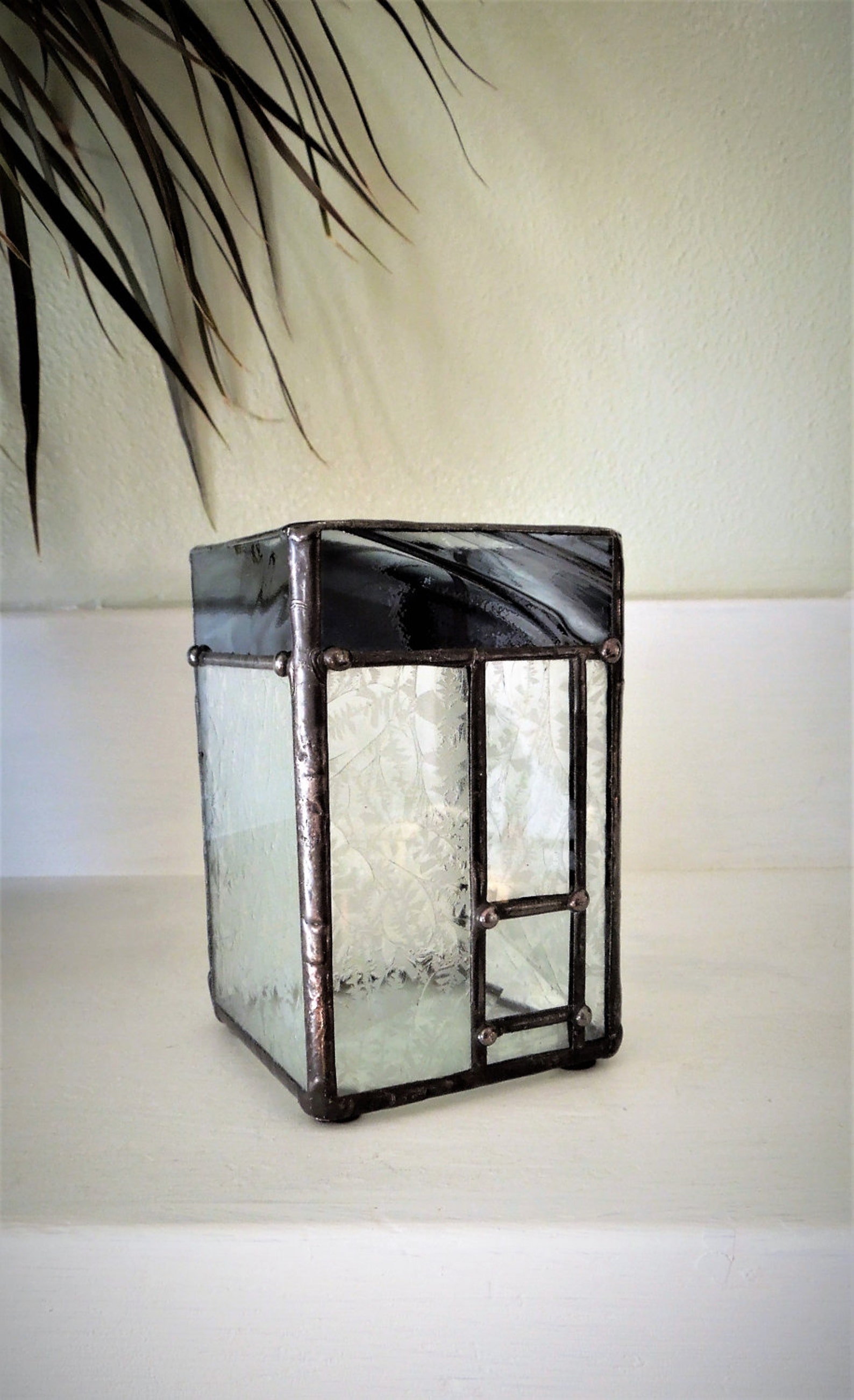 Single Candle Holder With Black Glass Rim Etsy Singapore
