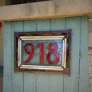 Custom Stained Glass Address Plaque