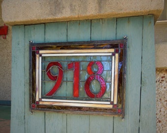 Custom Stained Glass Address Plaque