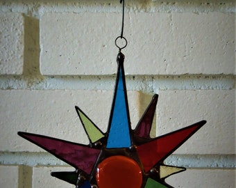 Multi colored twelve point glass star