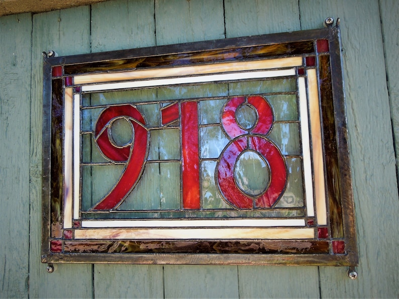Custom Stained Glass Address Plaque Etsy