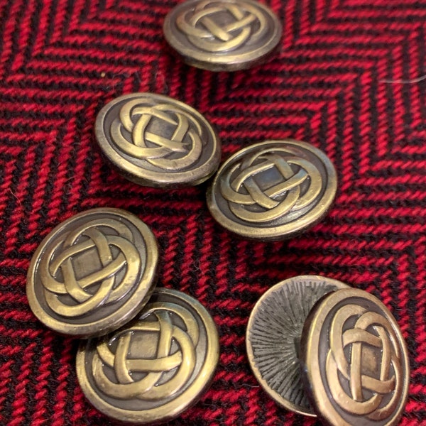 17 mm bronze celtic knot metal shank button, set of 10