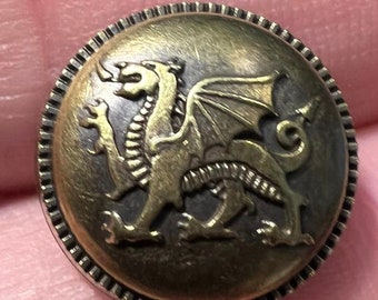 Welsh dragon (SCA Kingdom of the Middle / Midrealm) Buttons, set of 10 - Antique gold color, 5/8 inch