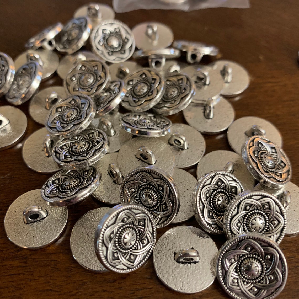 Silver Colored Convex 15mm Buttons Set of 10 - Etsy