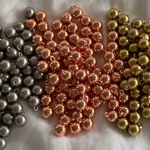 8 mm true ball buttons with metal shank, set of 100 (wholesale lots) gold, silver, copper, antique silver and antique gold